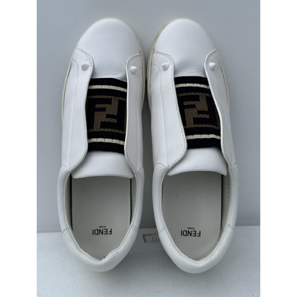 Fendi Rockoclick FF Zucca white leather sneakers Model 8E6852 EU 40